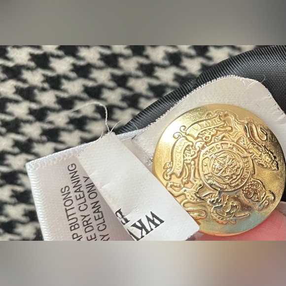 Banana Republic Women’s Size 12 Black/White Houndstooth 2 Button Blazer - Picture 8 of 10